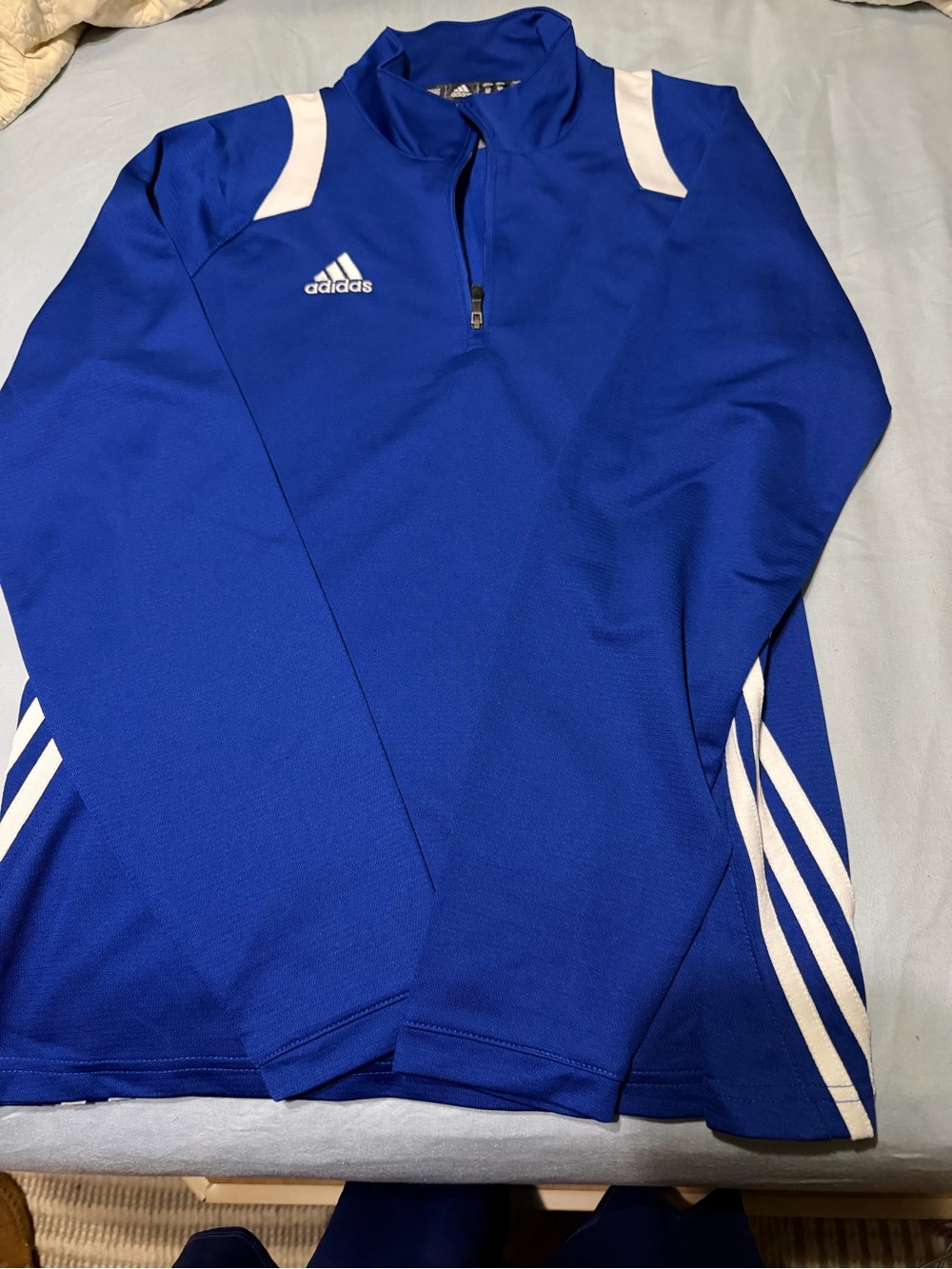 adidas Men’s Royal Blue Half-Zip Training Sweater with White Accents